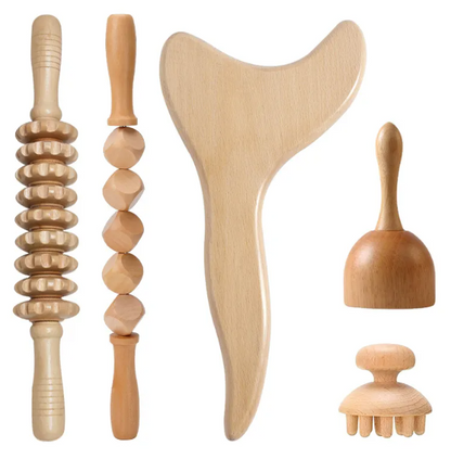 Wooden Anti-Cellulite Hand Massage Roller Set (Multiple Options)